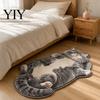 Easy to Clean Bedroom Rug Cozy Cat Shaped Floor Rug, Plush Cartoon Area Mat, Soft Whimsical Pet Themed Cover Crystal Velvet Decorative for Bedside And