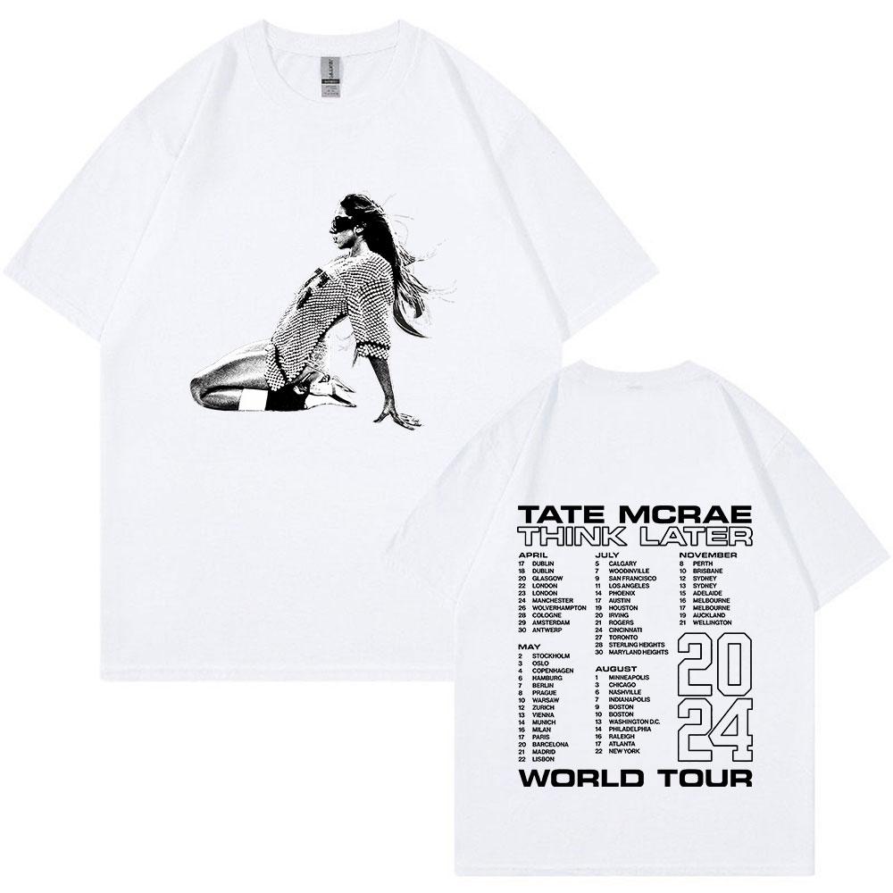 Tate Mcrae The Think Later World Tour 2024 T-skjorte Herre Dame Mote Vintage T-skjorter Harajuku Kortermet Oversized T-skjorter