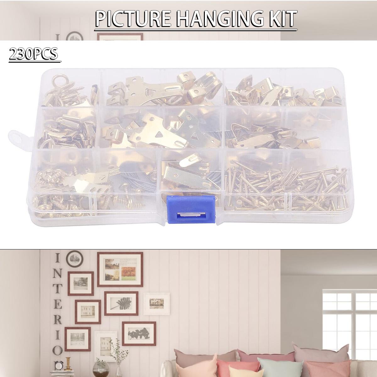 

PDTO 230 шт. комплект для подвешивания картин фото вешалки с гвоздями принадлежности для вешалок для домашнего офиса