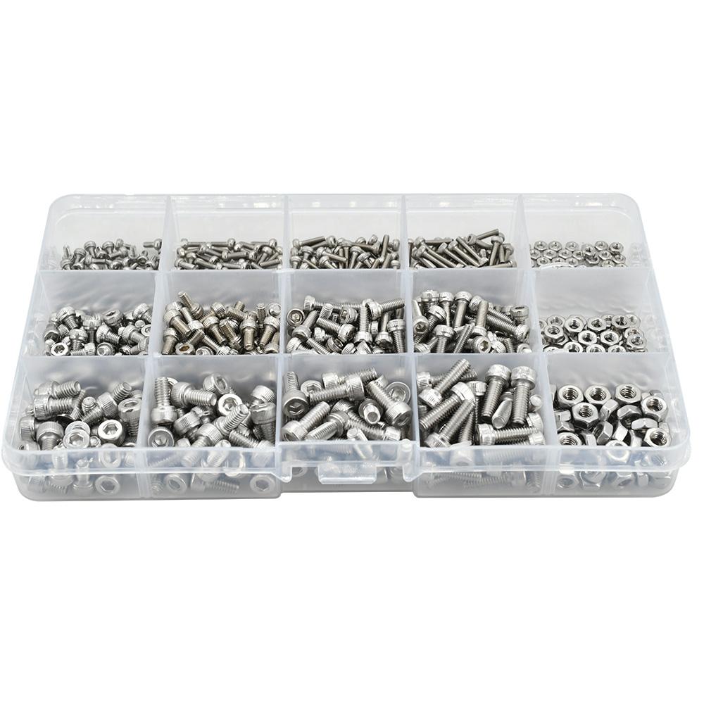 304 Stainless Steel Bolts And Nuts Set M2 M3 M4 M5 M6 Hexagon Hex Socket Screws Allen Cap Head Bolt Nut Set Assortment Kit
