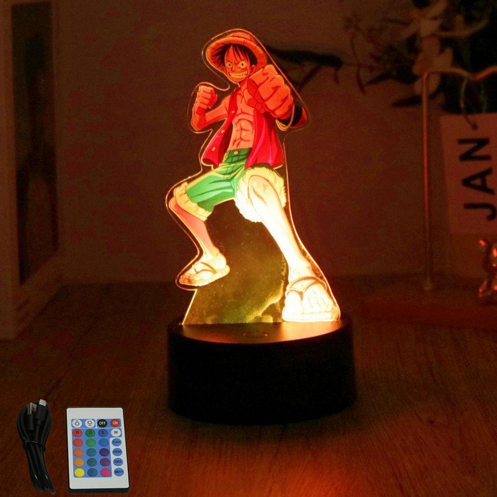 Anime Figuren Neue 3D Lampe 16cm One Piece Luffy Roronoa Intelligente Touch LED Nachtlicht Heimdeko Zimmer Kindergeburtstag Modell Spielzeug Geschenke