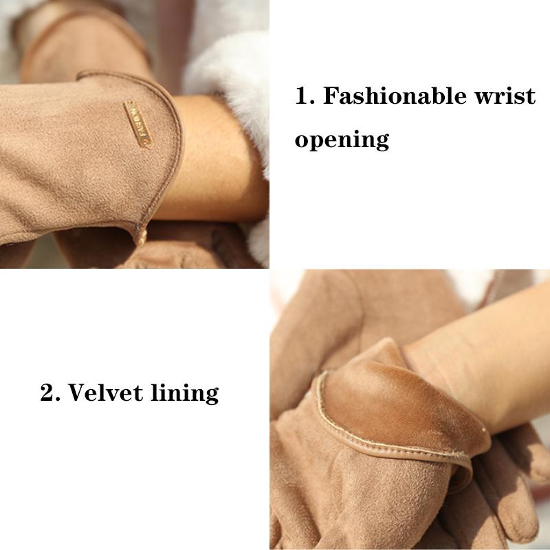 Woman's Winter Warm Leather Touch Screen Driving Gloves Cold Velvet Thick Fingerless Flip Cycling Mittens Fashion