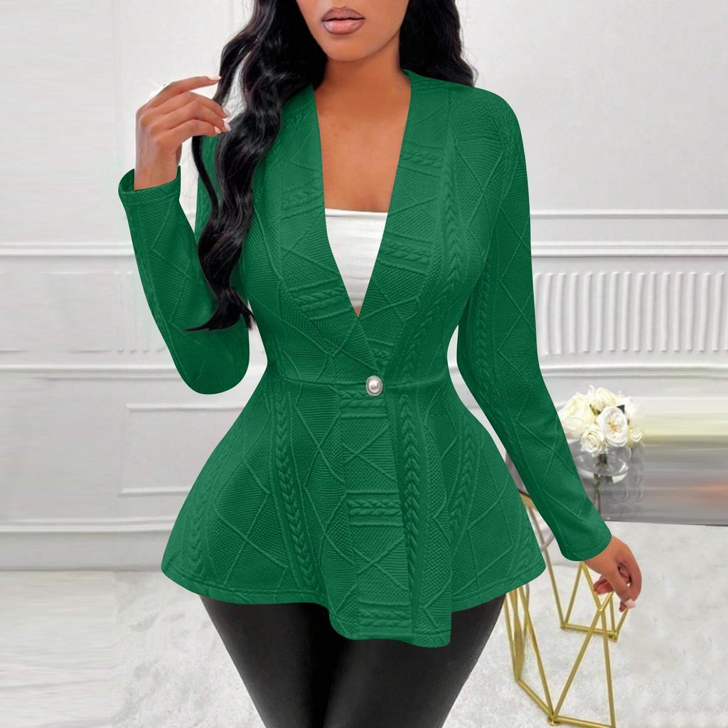 Jachetă cu mânecă lungă, cu guler șal, cu un singur nasture