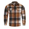 Men's Retro Plaid Brushed Long Sleeve Shirt Jacket with Elegant Lapel