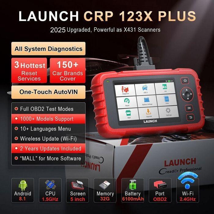 Diagnostic Scanner - LAUNCH - CRP123X Plus - OBD2 - 5-inch Touchscreen - Free Wi-Fi Update