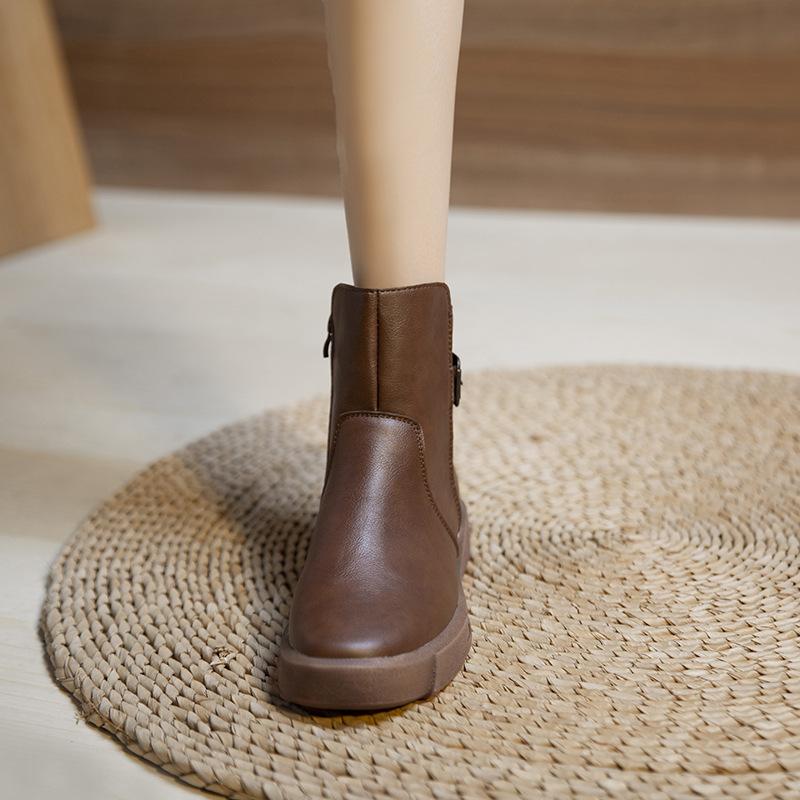 Martin Boots Women's Style Autumn 2025 New Side Zipper Thick-soled Large-size Short Boots Women's Boots