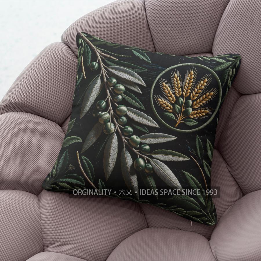 Vintage Botanical Wheat Olive Print Throw Pillow Covers Pattern Cushion Cover Suitable For Sofa Bedroom Car Pillow Cover