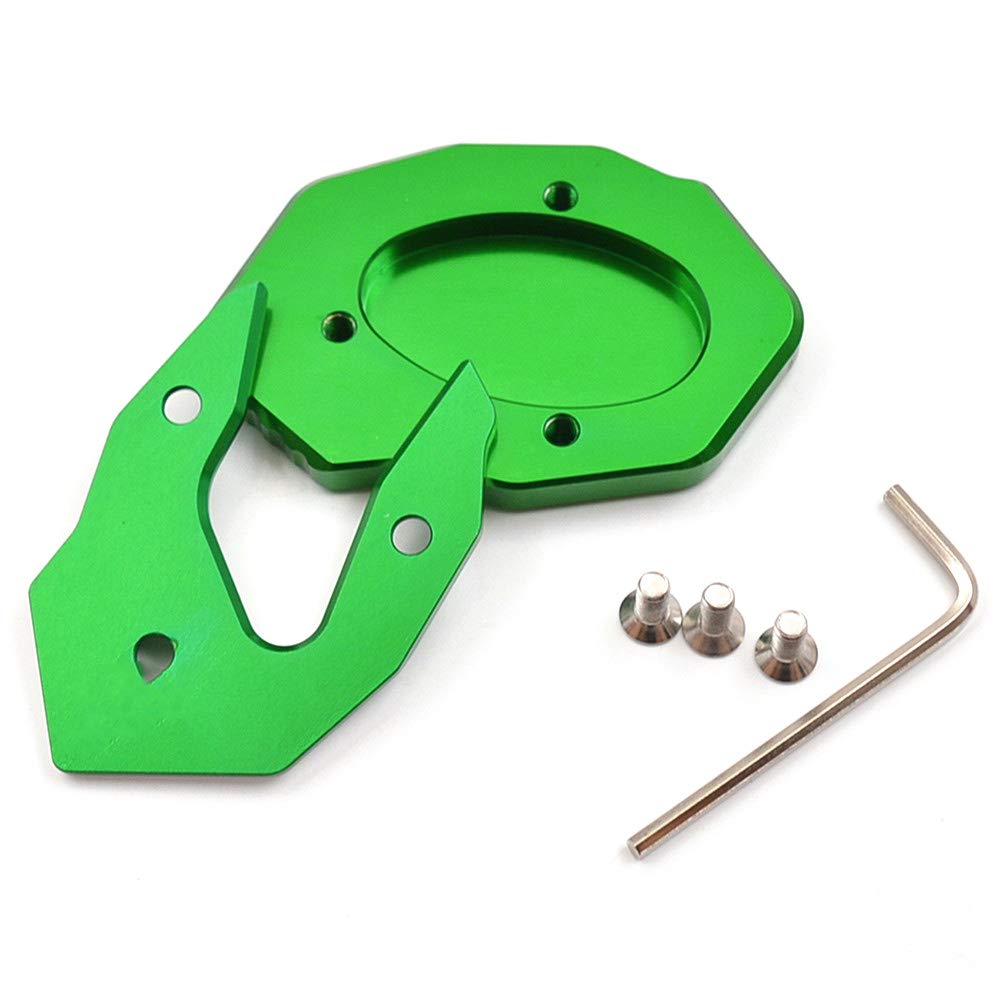LEDISHUN Kickstand Side Stand Plate Extension Aluminum Compatible Models Kawasaki Versis 1000 2012-2022 Versis 300 X300 X250 2017-2022 (Green)
