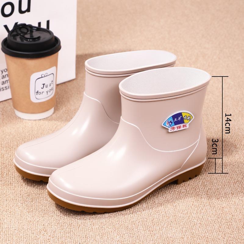 

Rain shoes adult beef tendon sole velvet rain boots fashionable waterproof shoes women s nonslip midtube overshoes keep warm in rainy days 34