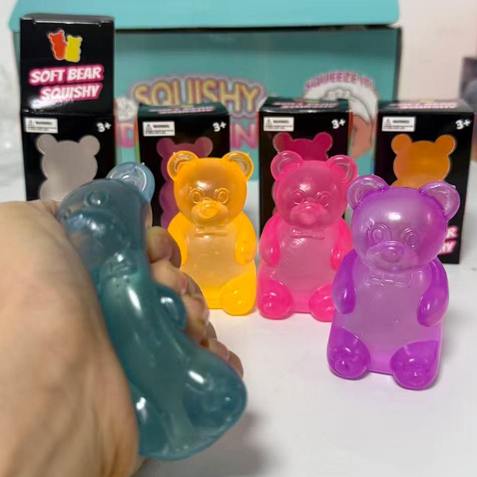 Topmix Gummy Bear Squishy Toy, Maltose Stress Ball For Kids Adults, Cute Animal Squeeze Fidget Toy, Solid Decompression