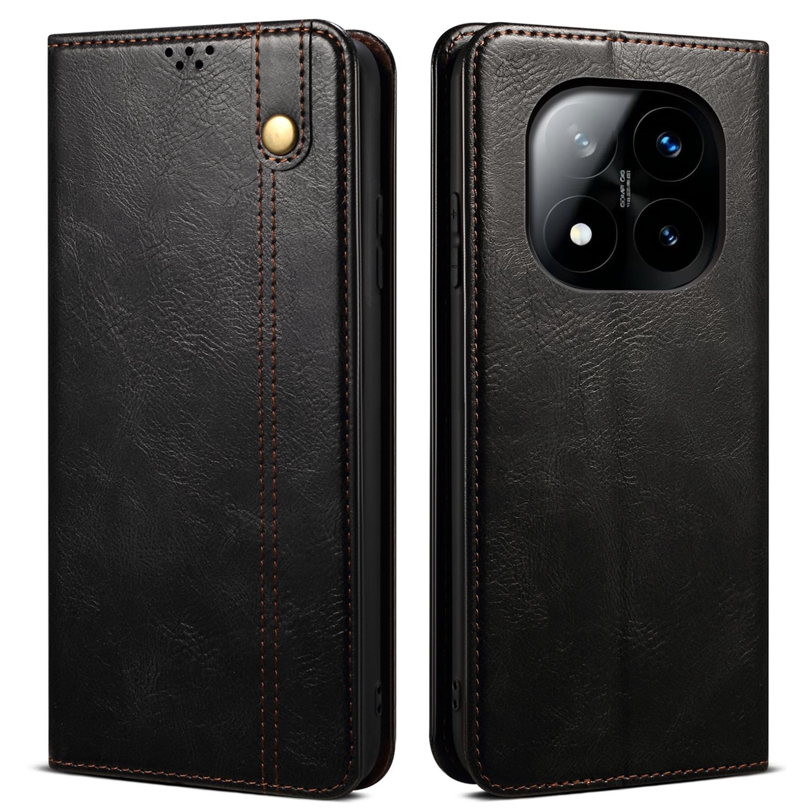 

Для Xiaomi Redmi Note 14 Pro 5G/Poco X7 5G Чехол Текстура Crazy Horse Вощеная кожа Кошелек Подставка Чехол для телефона A