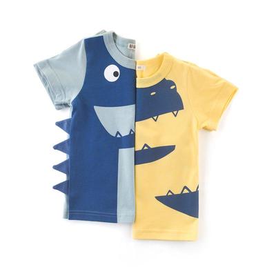 27kids Koreański T-shirt z dinozaurem dla chłopców - Letnia odzież dziecięca z krótkim rękawem