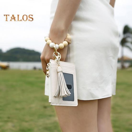 Наручний брелок із блокуванням радіочастотної ідентифікації Гаманець із 6 слотами для карток Гаманець Браслет із китицями з бісеру Брелок із штучної шкіри Браслет