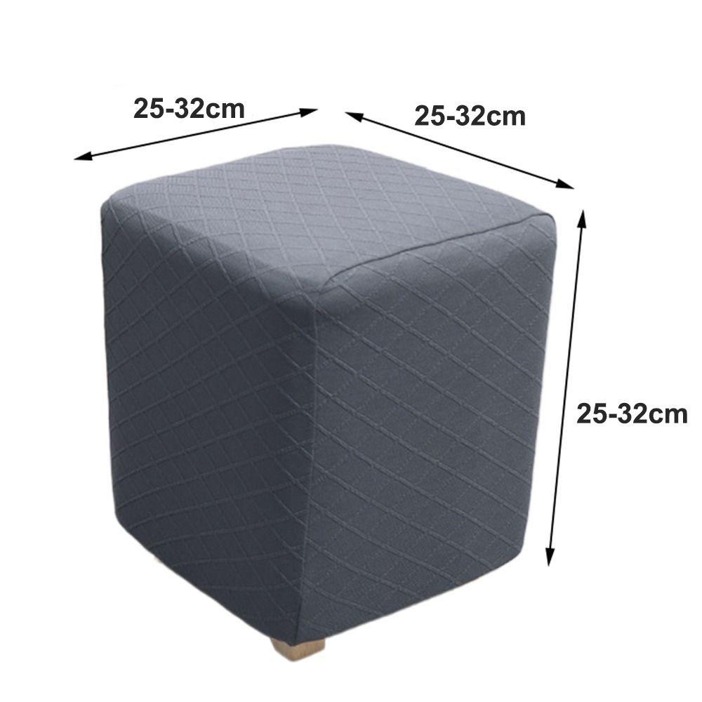 Elastic Jacquard Ottoman Cover Solid Color Footrest Slipcover Durable Footstool Case Living Room