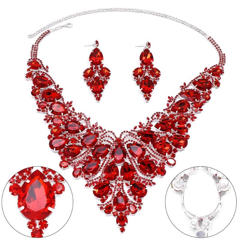 Jewelry Set Exaggerated Water Drop Necklace Pendant Earrings Queen Jewelry Set