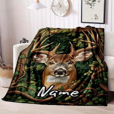 Country Elk Customize Your Name Blanket Warm Comfortable And Soft Blankets Are Suitable For Home Chairs Office Sofas Sofas Office Camping And Gifts