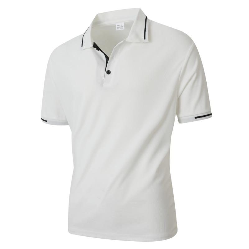 Polo casual sportiva da uomo in jacquard con colletto rovesciato e maniche corte