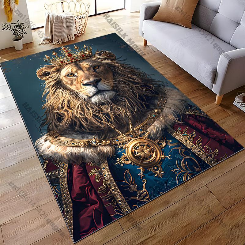 Regal lion in royal attire carpet Yoga living room room decor children's crawling mat doormat area rug games mat