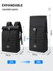 Cool Craftsman Waterproof Roll-Top Backpack: Expandable, Large Capacity, Simple Business Charging Backpack for Men and Women.