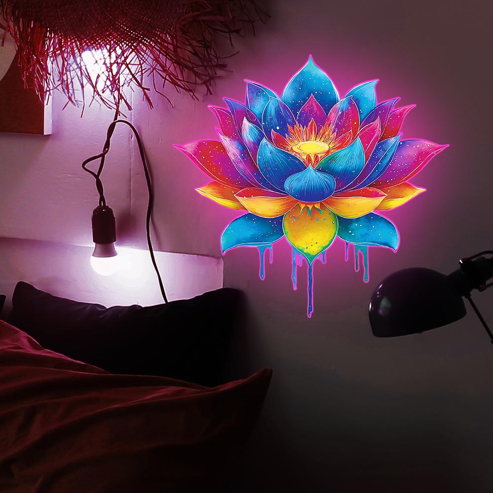 Personalized Colorful Lotus Living Room Entrance Home Wall Decoration Stickers