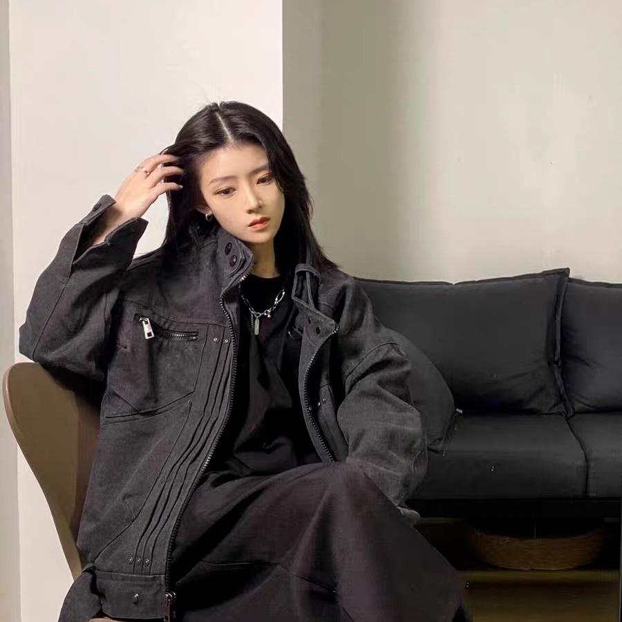 Women's High-Street Deconstructed Piqué Jacket - Handsome, Unique Spring/Autumn Design