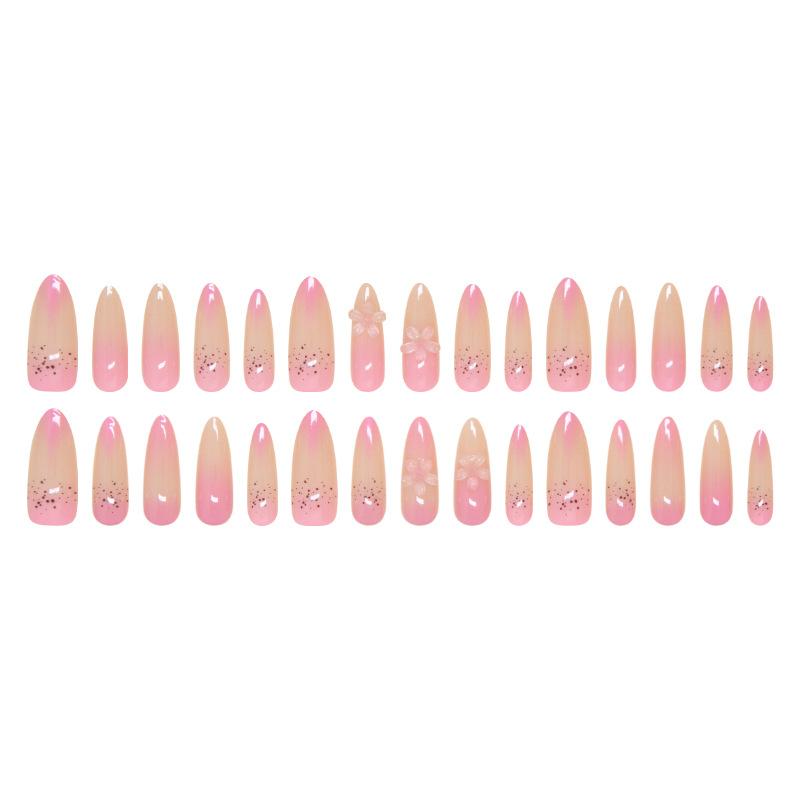 Süßes Nagelpflaster, abnehmbarer Nagel, künstlicher Nagel, dreidimensionaler Pfirsichblüten-Trägernagel, Rouge-Feen-Nagelpflaster, Bohrer