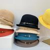 Curled Edge Short Eave Top Hat Women's Summer Fashion Basin Hat Sun Protection and Shading Dome Knitted Sun Hat