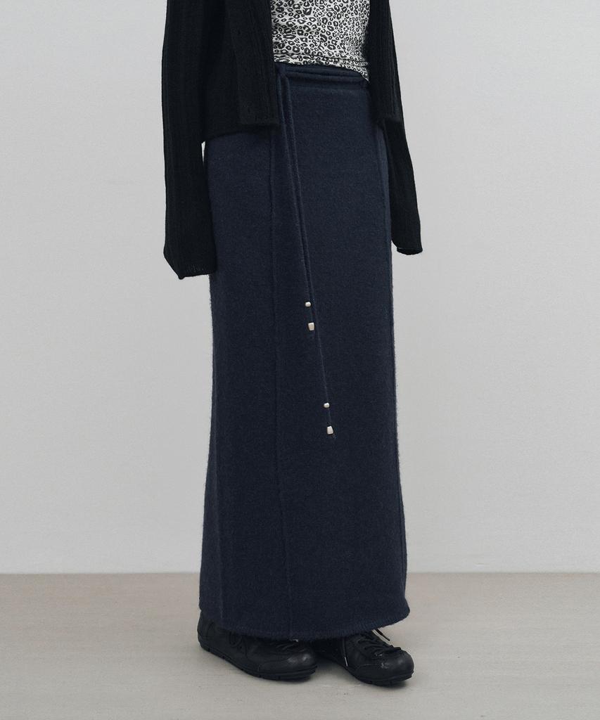 Mongdol Strap Maxi Wool Knit Skirt Navy Mdsk024Navy