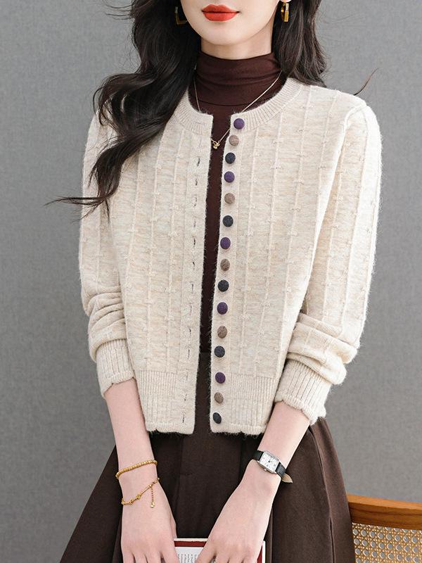 Counter Brand Women's Wool Knit Cardigan Short Jacket - Loose Fit, Autumn/Winter 2025 Style