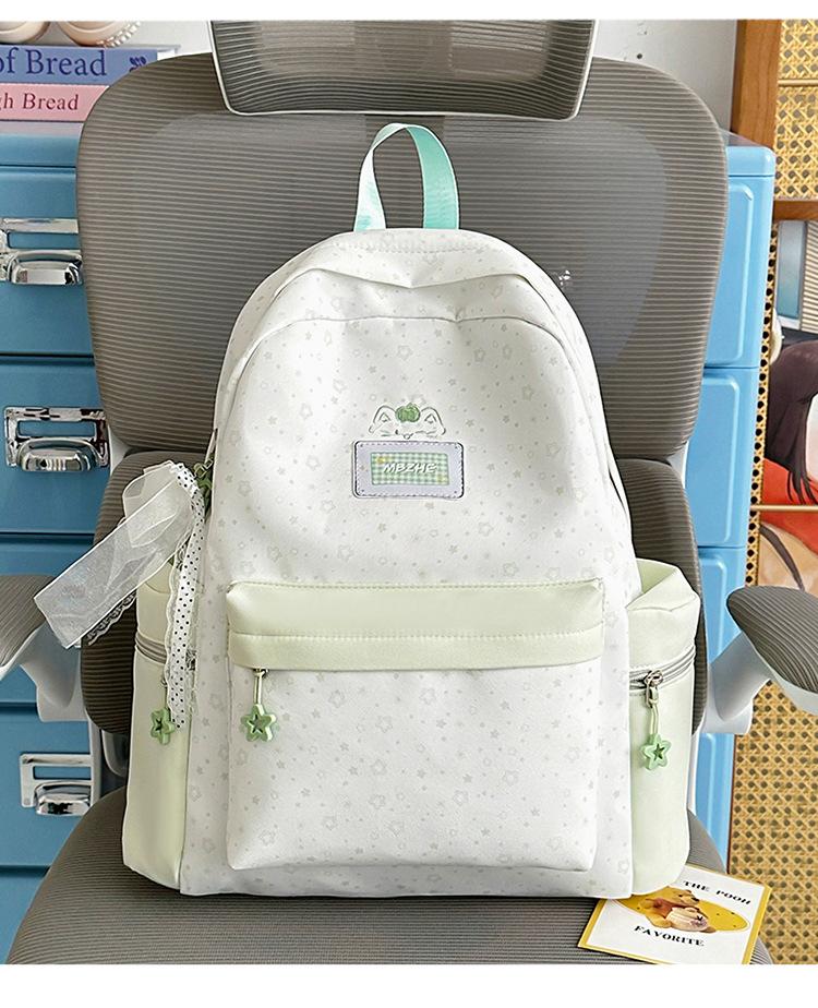 Schoolbag Strawberry Cream Star Cat Shadow School Bag Japanese Girl Sweet and Gentle Light and Versatile School Travel Backpack
