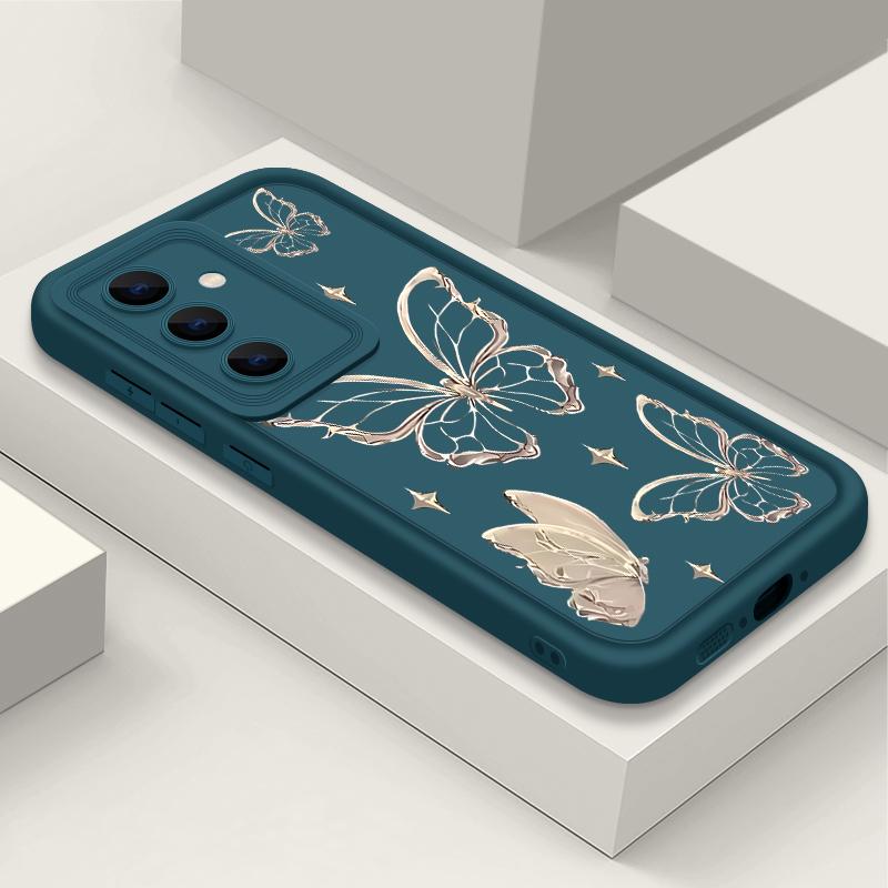 For Samsung S25 Ultra S24 FE S23 S22 A56 A36 A55 A16 A15 A35 Case Butterfly Print Soft Silicone Shockproof Lens Protection TPU Matte Phone Cover