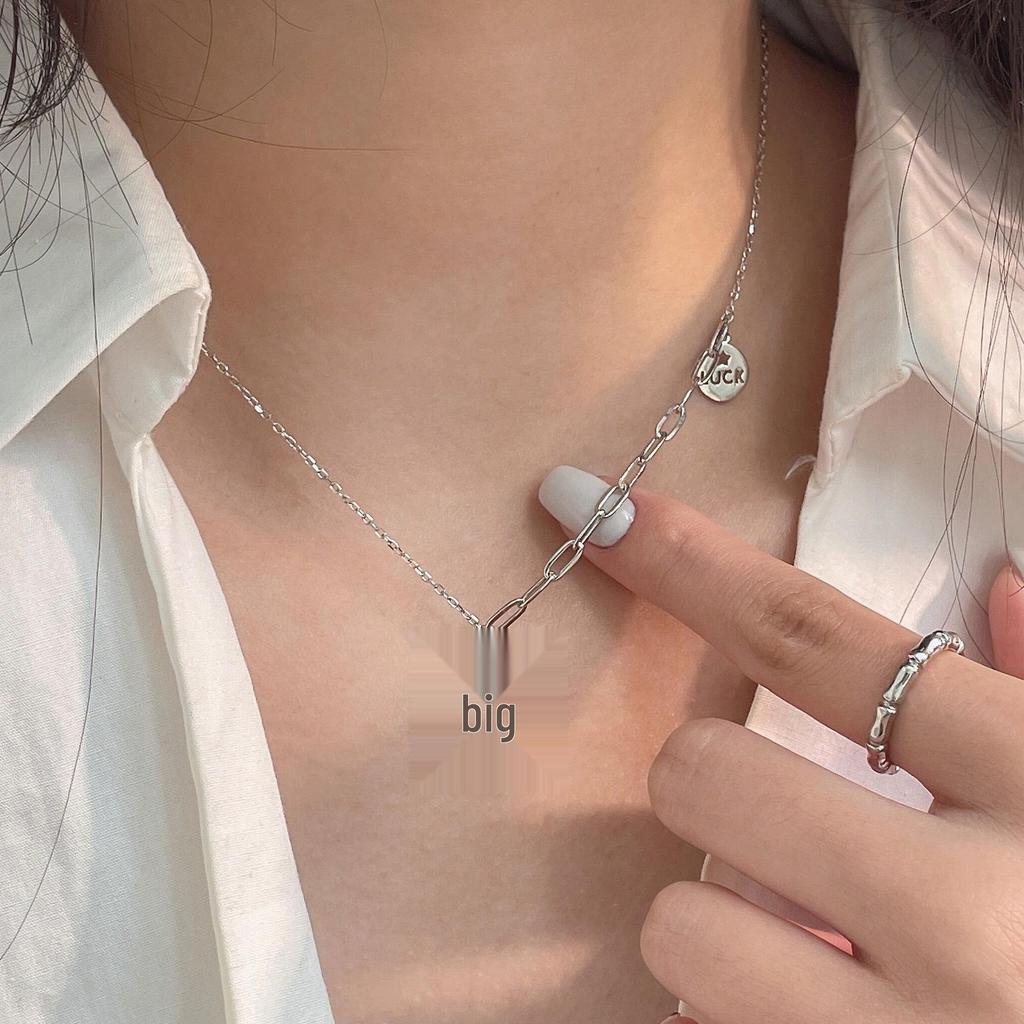 2022 Yinruitai S925 Sterling Silver Unicorn Necklace with Round Tag Letter Korean Clavicle Chain for Women