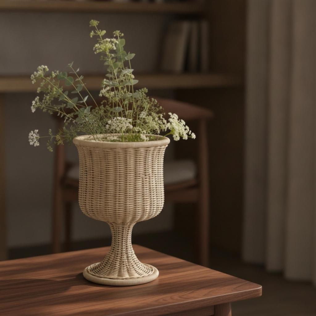 Wicker Vase Handmade Goblet Nordic for Home Decor, Minimalists