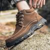 Large size autumn and winter high-top matte leather casual shoes men's top layer cowhide velvet outdoor men's shoes tooling boots