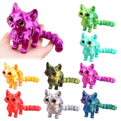 3D Baskılı Kedi Oyuncak Stres Giderici Simülasyon Kedi Oyuncağı Eklemli Hayvan Fidget Oyuncak Masaüstü Evcil Hayvan Modeli
