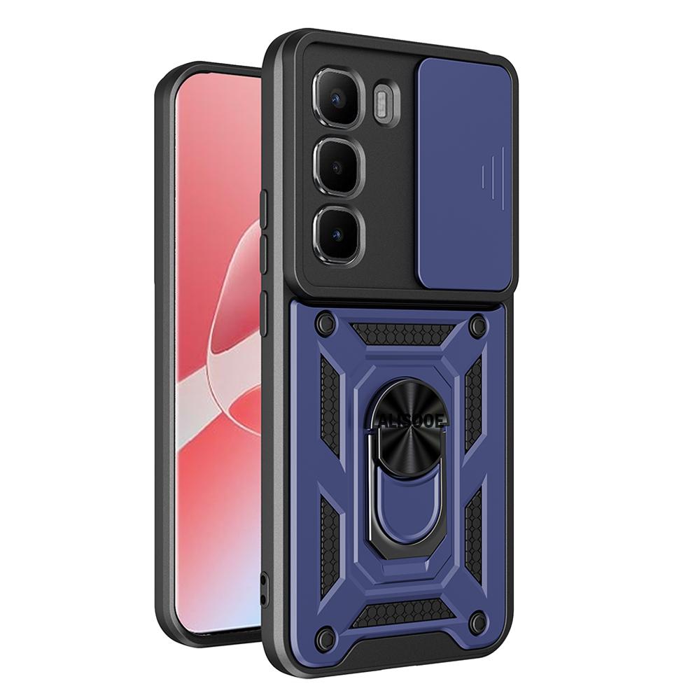 Armor Holder Funda for Infinix Hot 60 Pro Plus 4G Case Cover Slide Camera Protection Ring Stand Shockproof Back Capa Funda