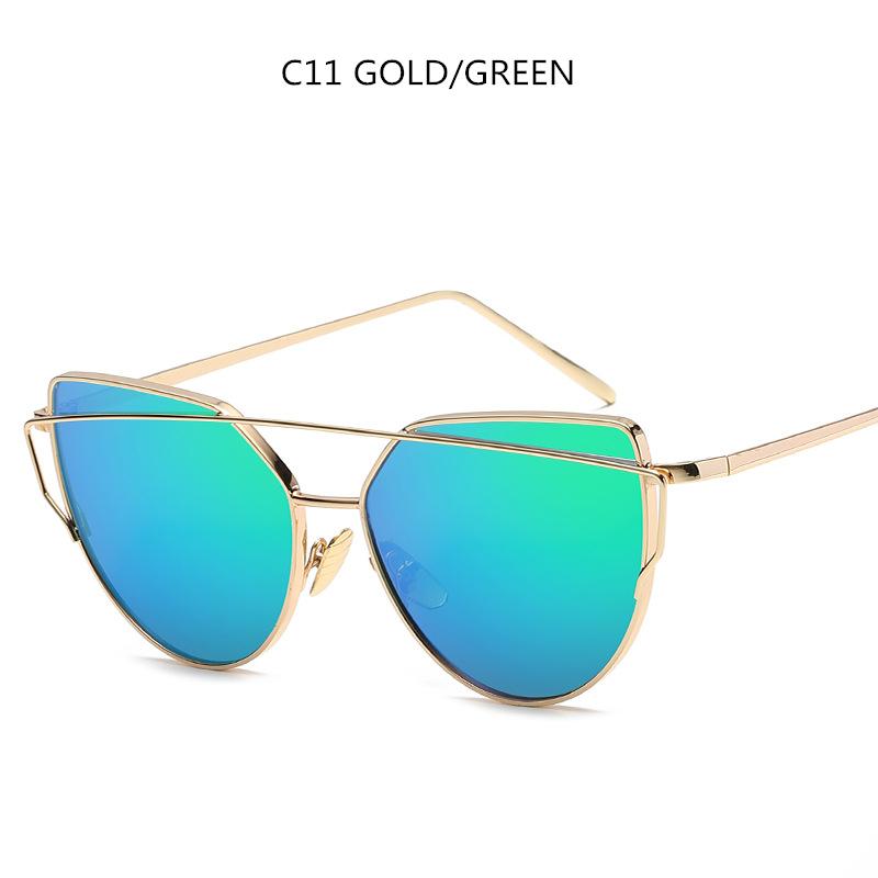 

Latest Cat-Eye Timeless Designer Gold Mirror Sunglasses For Women Metal Reflective Flat Lens Sun Glasses UV400 Protection Eye Wear As the picture shown