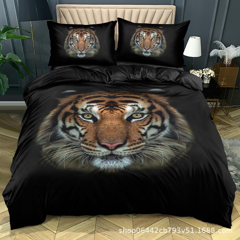 

Home Textile Three-Piece Set 3D Printed Tiger Picture Pillowcase Bedding 70 * 133
