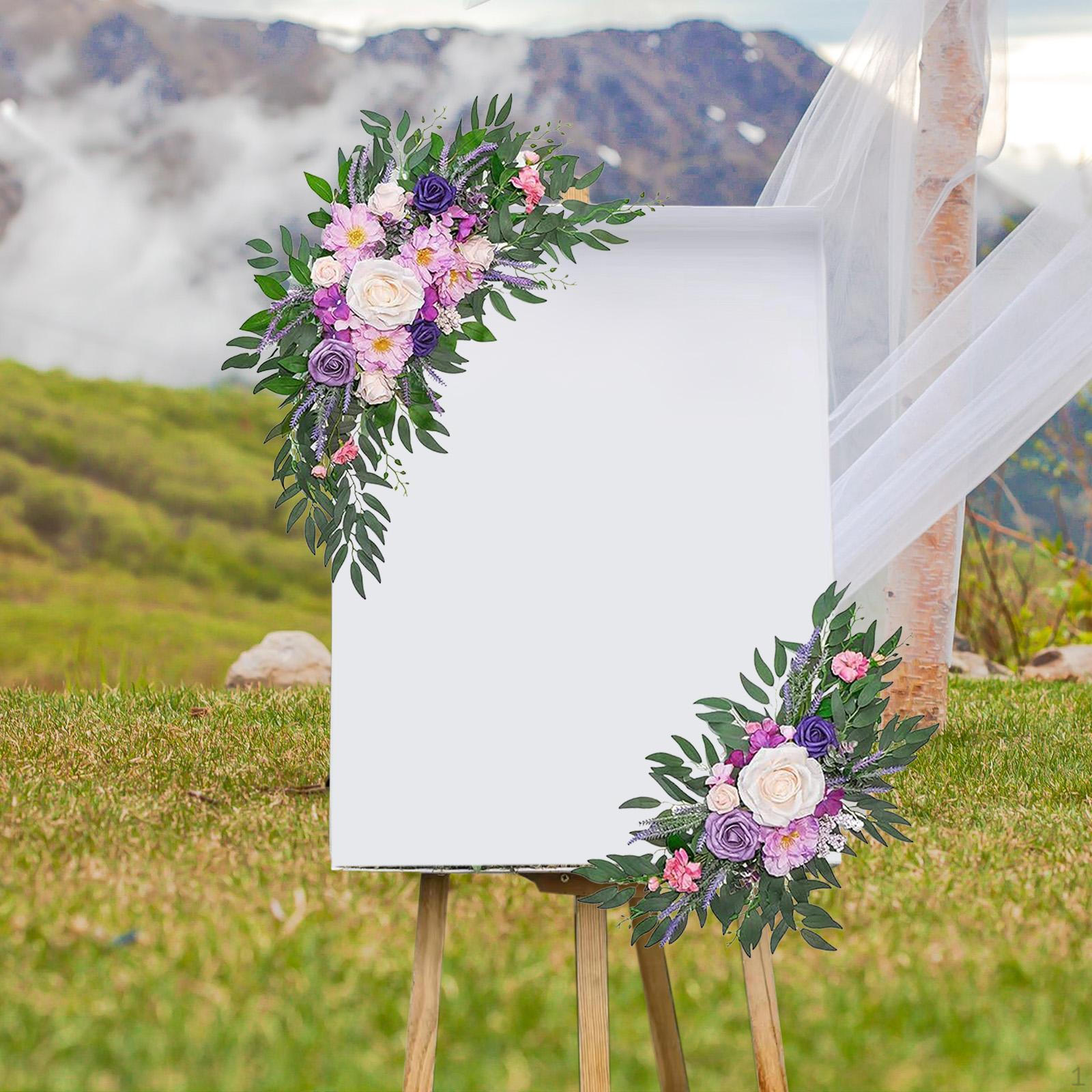 Wedding Arch Flowers Faux Flower Swag Arrangement Welcome Ceremony Sign Reception Backdrop