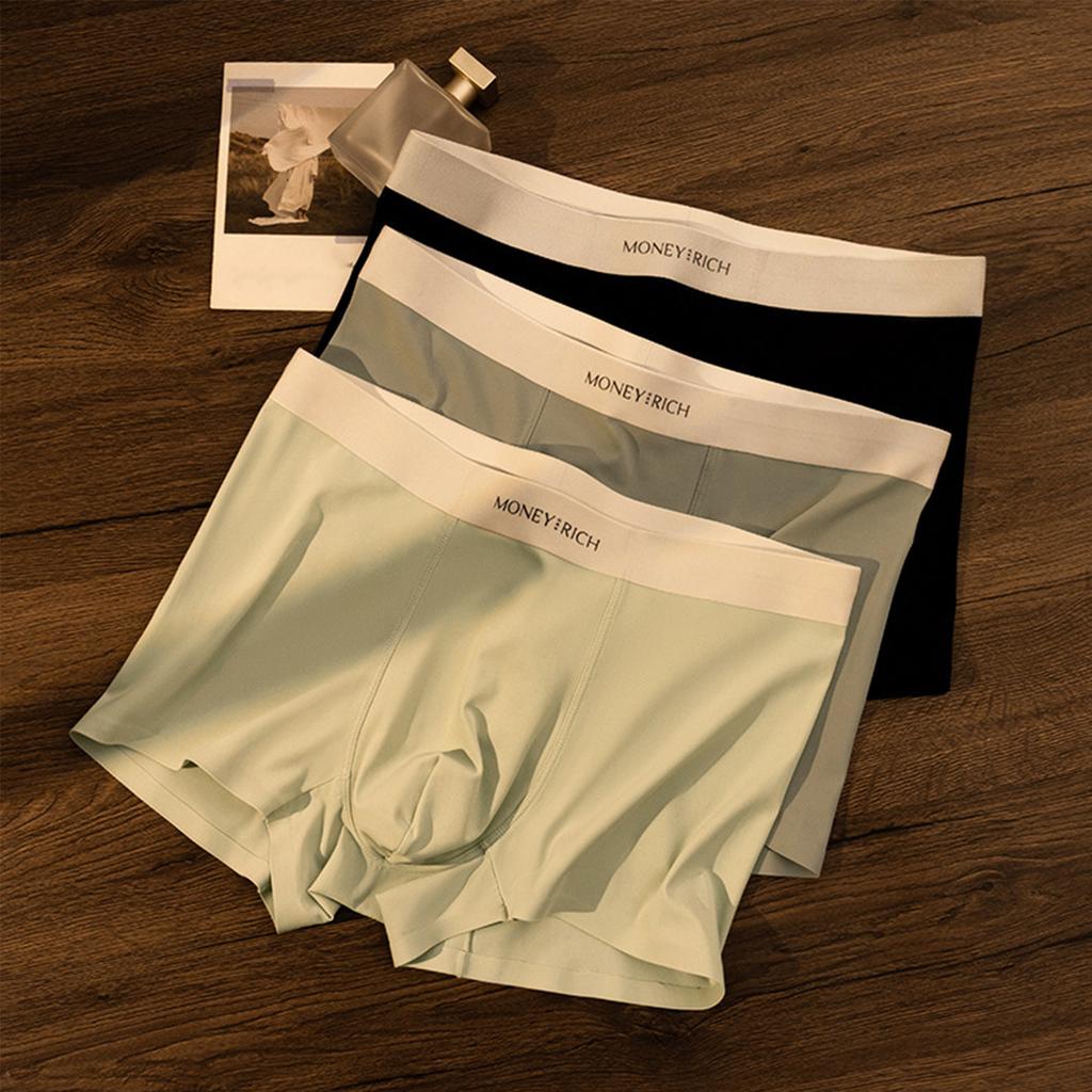 Men's Seamless Boxer Briefs Thin Breathable Underwear Lightweight Stretch Fabric Comfortable Fit 3-Pack Set