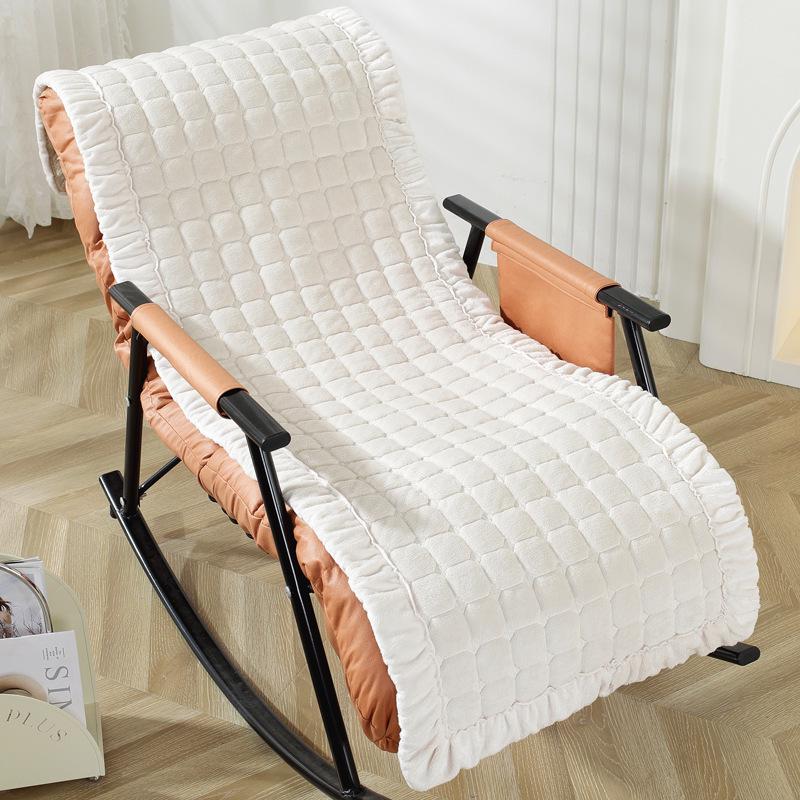 

Winter Plush Recliner Rocking Chair Cushion with Integrated Backrest - Single Seat 45x135cm with Non-slip Buckle