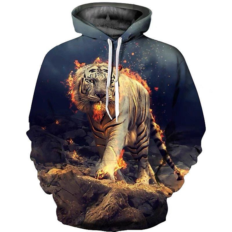 

Men s Animal Tiger Print Top Fashion Sweatshirt Versatile Hoodies Sweatshirts Men’s 6XL