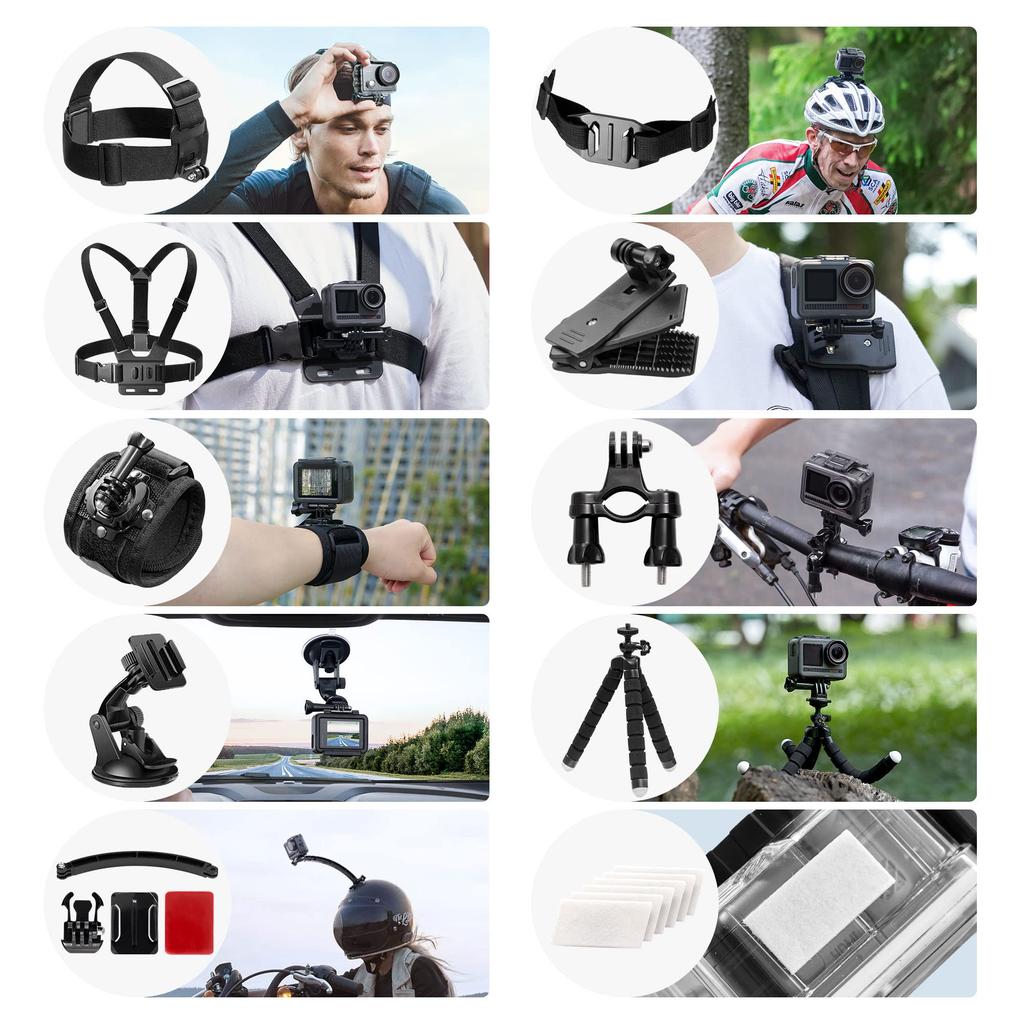 AKASO Sports Camera Accessory Bundle Kit for Action Cameras 60-in-1