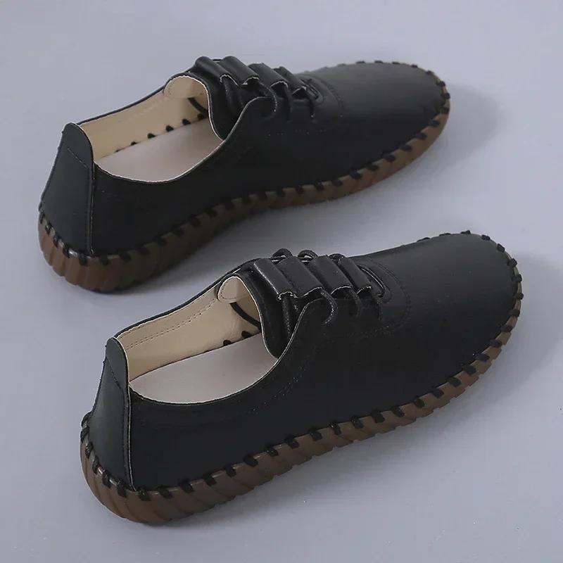 Scarpe Basse da Donna Casual Cucite Oxford Stringate in Pelle Suola Morbida Comode Mocassini Loafer Taglia Grande 43