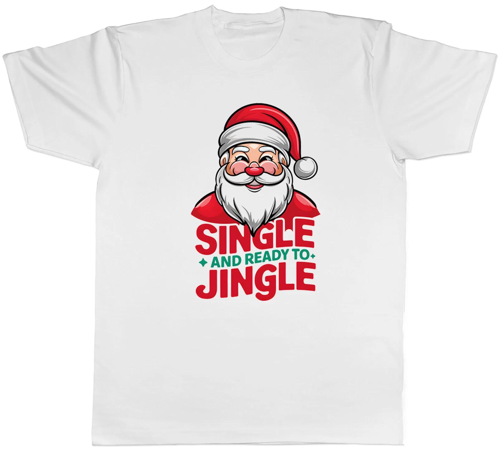 Funny Santa Claus Xmas Mens T-Shirt Single Ready to Jingle Christmas Tee Gift S