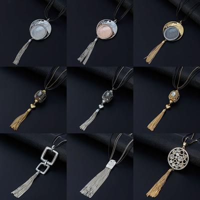 Necklace Jewelry Long Sweater Chain Geometric Pendant Popular Jewelry Fringed Ethnic Style Necklace