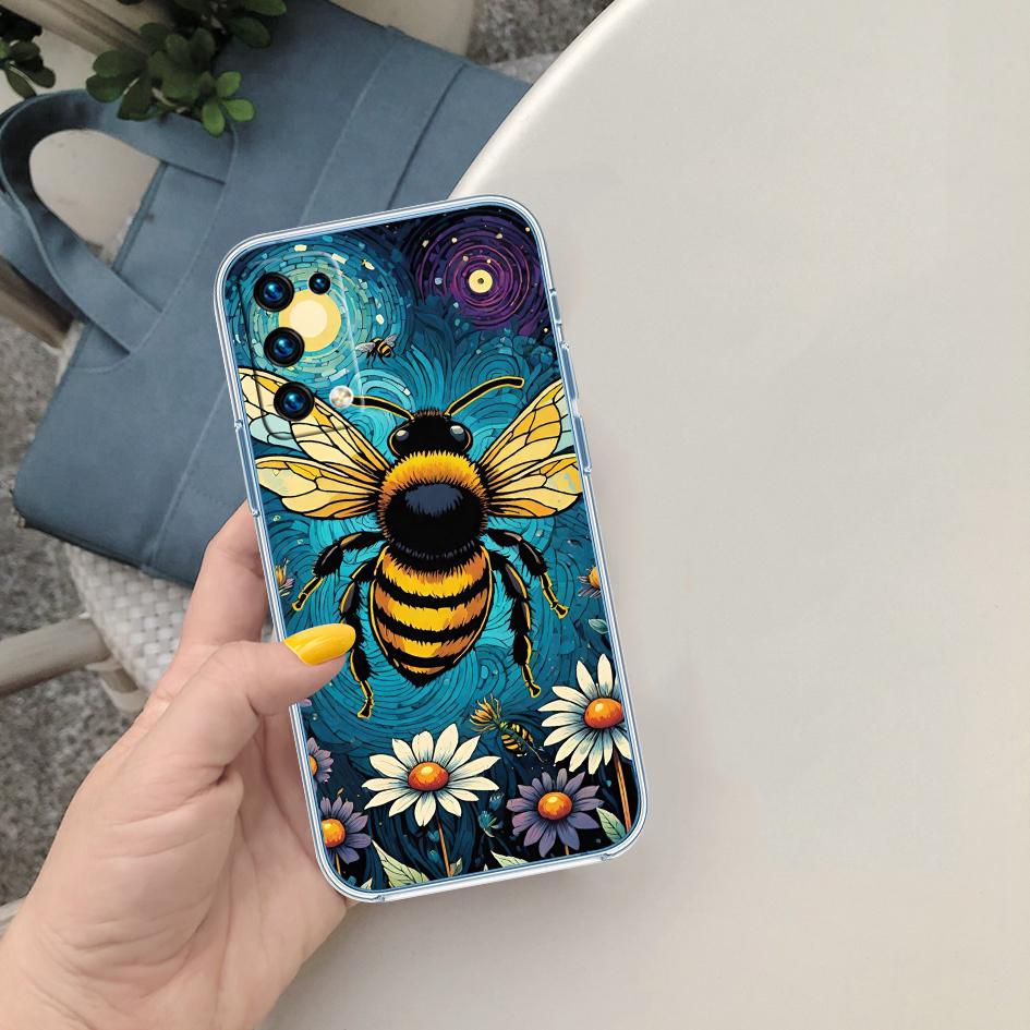 FM5 Art Bees Cartoon Soft Shell Transparent Phone Case for Samsung Galaxy A04 A04S A14 A23 A34 A54 M23 M33 M52 M53