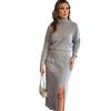 2024 Autumn Women's Solid Color Semi-High Neck Slim-Fit Knitted Dress & Top Set