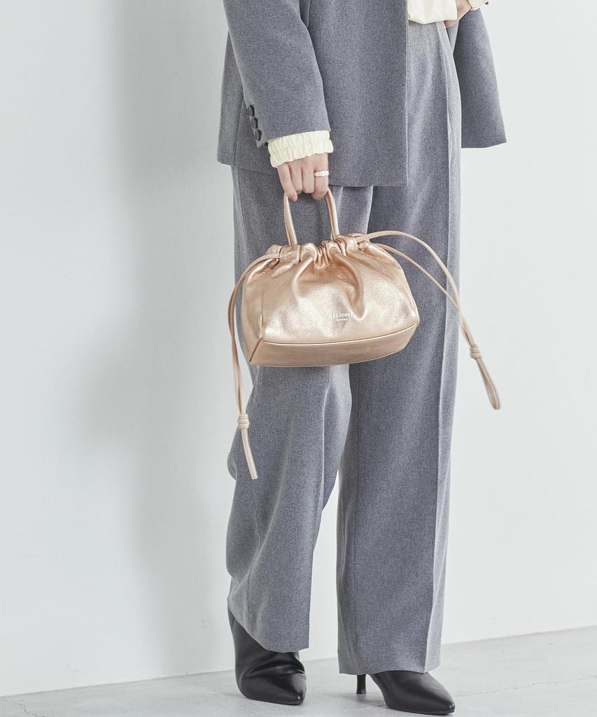 [TREASURE TOPKAPI] Shrink Leather 2-Way Drawstring Shoulder Bag