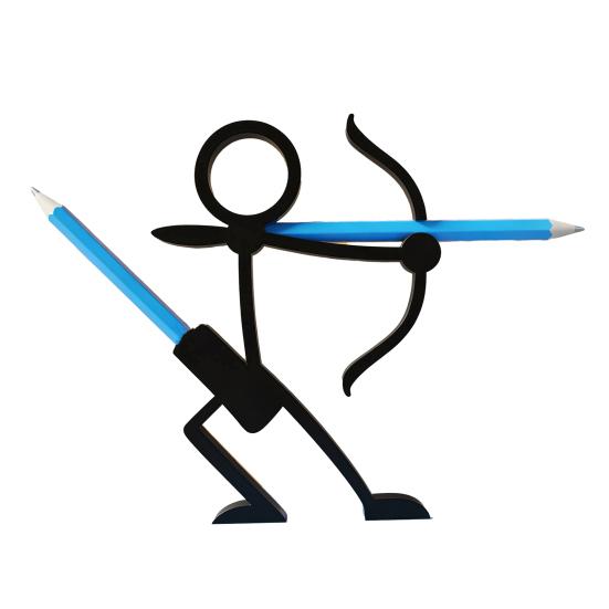 3D-gedruckter Stifthalter Schwarz Strichmännchen Stiftdisplayständer Strichmännchen Krieger Stifteorganizer für Zuhause Büro Schreibtischzubehör